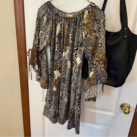 Happy & Free Black Genuine Leather Shoulder/Tote Bag + Medium Boho Dress - Picture 6 of 16